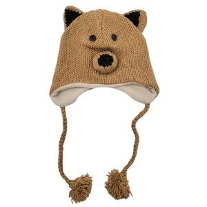 NORTHERN LIFESTYLES Hand Knitted Bear Wool Hood Child Hat Warm Beanie Winter M/L